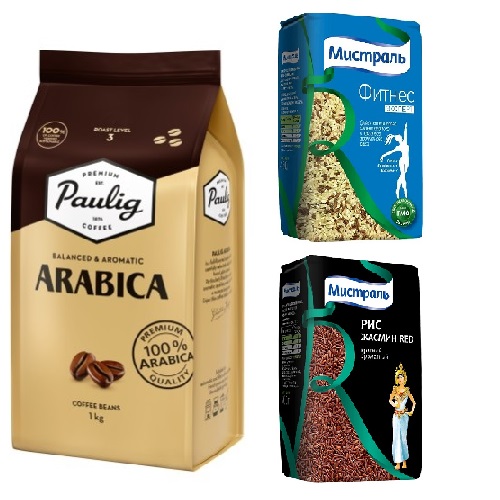 Кофе зерно 1000гр, рис жасмин и рис фитнес